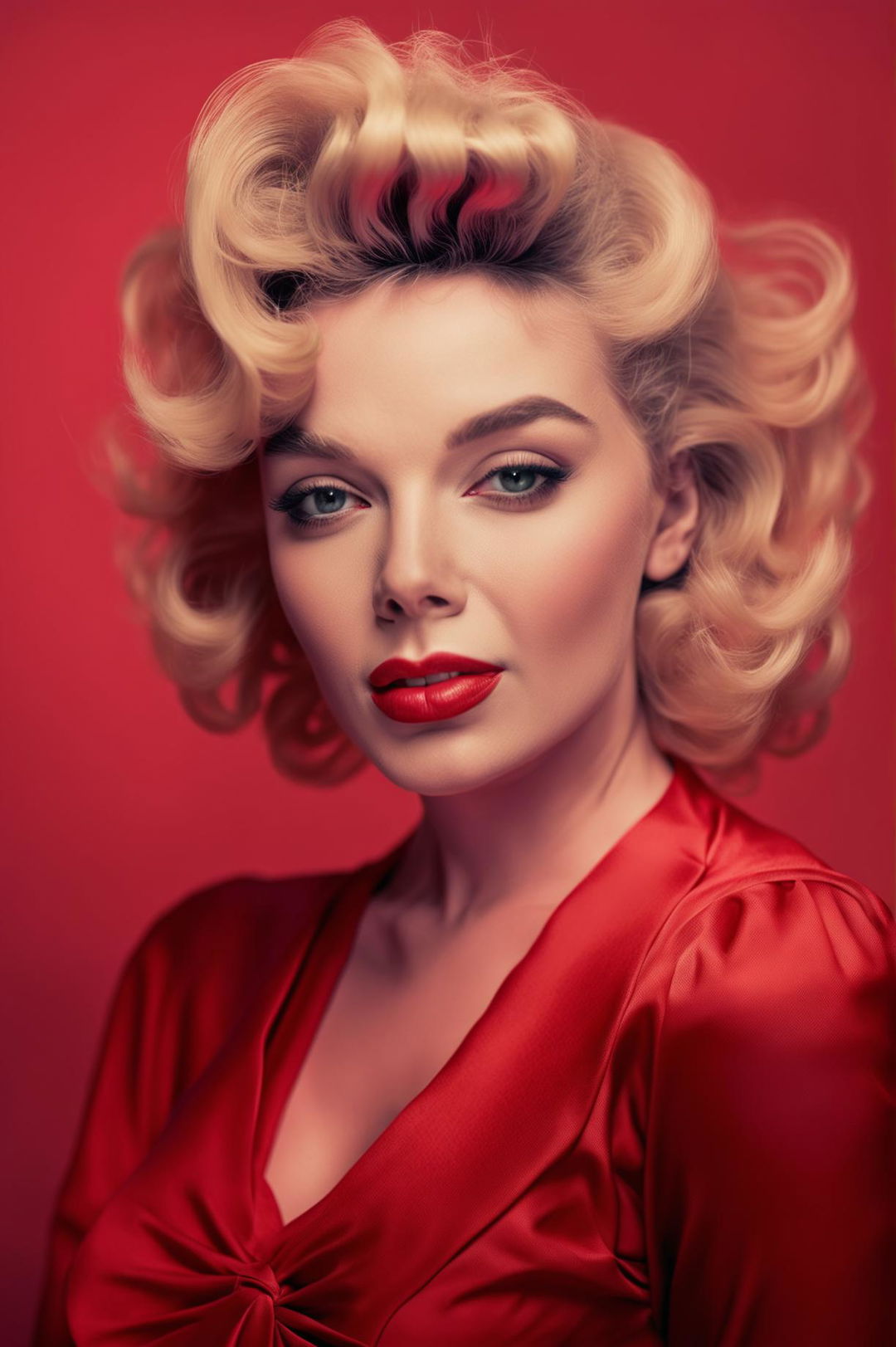 A beautiful portrait of Marilyn Monroe with her iconic look, featuring a solid pink background to create a romantic and elegant atmosphere