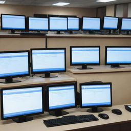 Multiple screens displaying e-filing interfaces & virtual courtroom sessions in progress, signifying the integration of technology in the Indian judiciary system. The digital transformation is making the justice system more accessible to citizens.