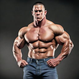 Create an image of John Cena, but he appears emaciated