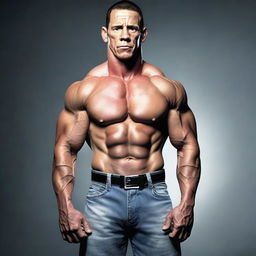 Create an image of John Cena, but he appears emaciated