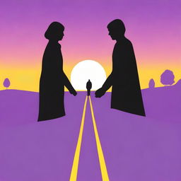 A simple cover featuring the shadow of two people's hands as they hold hands against a backdrop of a scenic road, with a car driving away in the distance