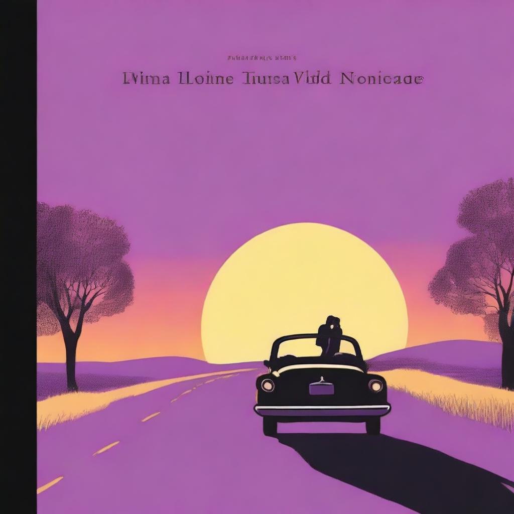 A simple cover drawn with a scenic road, with a car driving away