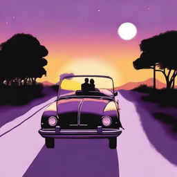 A simple cover drawn with a scenic road, with a car driving away