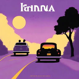 A simple cover drawn with a scenic road, with a car driving away