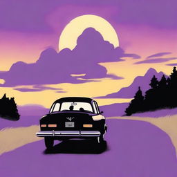 A simple cover drawn with a scenic road, with a car driving away