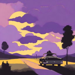 A simple cover drawn with a scenic road, with a car driving away