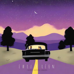 A simple cover drawn with a scenic road, with a car driving away