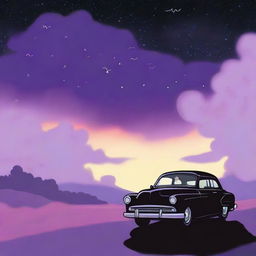 A simple cover drawn with a scenic road, with a car driving away