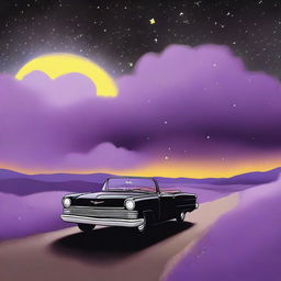 A simple cover drawn with a scenic road and a black car