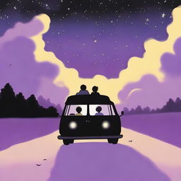 A simple cover drawn with a scenic road and a black van