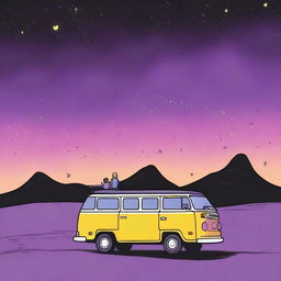 A simple cover drawn with a scenic road and a black van