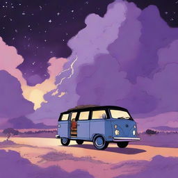 A simple cover drawn with a scenic road and a black van