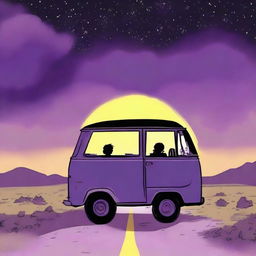 A simple cover drawn with a scenic road and a black van