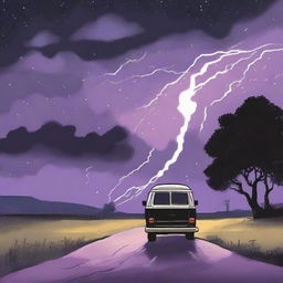 A simple cover drawn with a scenic road, focusing on a black van