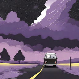 A simple cover drawn with a scenic road, focusing on a black van