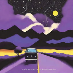 A simple cover drawn with a scenic road, focusing on a black van