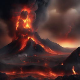 A dramatic depiction of planet Earth undergoing a volcanic apocalypse