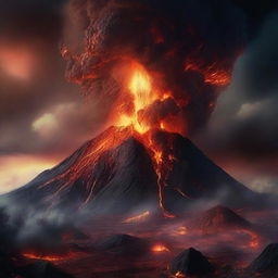 A dramatic depiction of planet Earth undergoing a volcanic apocalypse