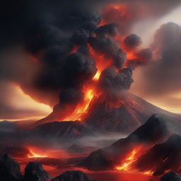 A dramatic depiction of planet Earth undergoing a volcanic apocalypse