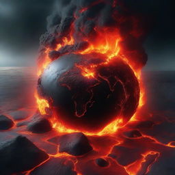 A striking image of planet Earth engulfed in flowing lava