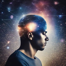 A realistic photo merging the concepts of psychology and the universe