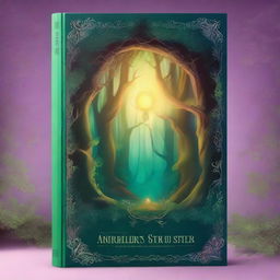 Create a captivating book cover featuring an enchanting forest scene with a mysterious glowing portal at its center