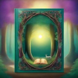 Create a captivating book cover featuring an enchanting forest scene with a mysterious glowing portal at its center