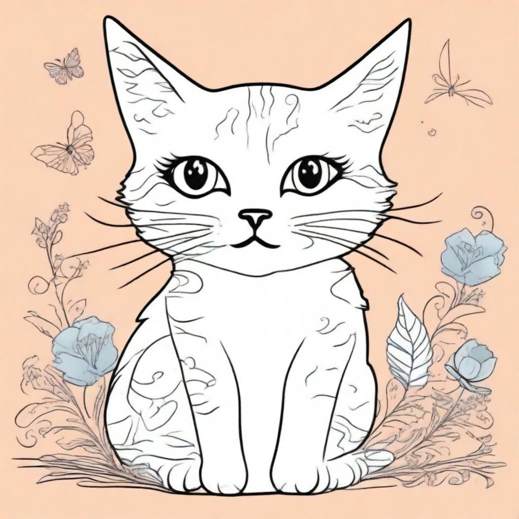 Design a book cover for a cat coloring book