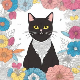 Design the best book cover for a coloring book focused on cats