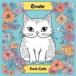 Design the best book cover for a coloring book focused on cats