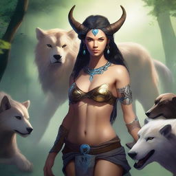 A female shifter character, depicted in a fantasy setting, showcasing her ability to transform into different animals