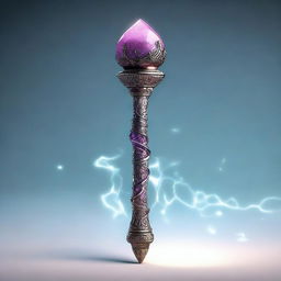 A magical stone scepter with a floating stone on top, designed in a Dungeons & Dragons style