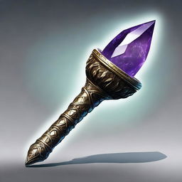 A magical stone scepter with a floating stone on top, designed in a Dungeons & Dragons style