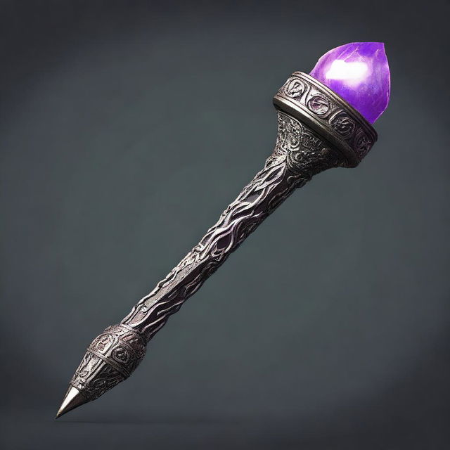 A magical stone scepter with a floating stone on top, designed in a Dungeons & Dragons style