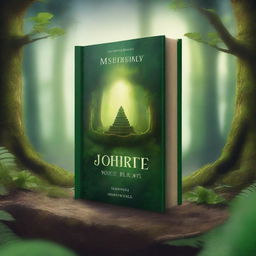 Create an engaging book cover featuring a mystical forest with a hidden ancient temple