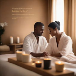 A serene and inviting spa setting featuring a couple enjoying a relaxing aroma massage