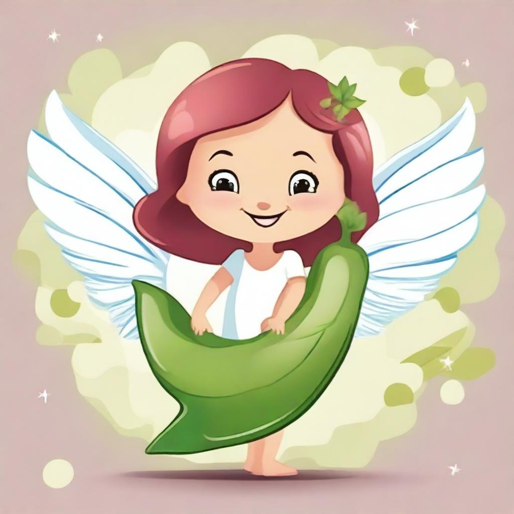 Create a cartoon image of a female character that resembles a sweet pea pod