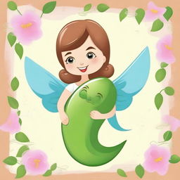 Create a cartoon image of a female character that resembles a sweet pea pod