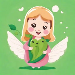 Create a cartoon image of a female character that resembles a sweet pea pod