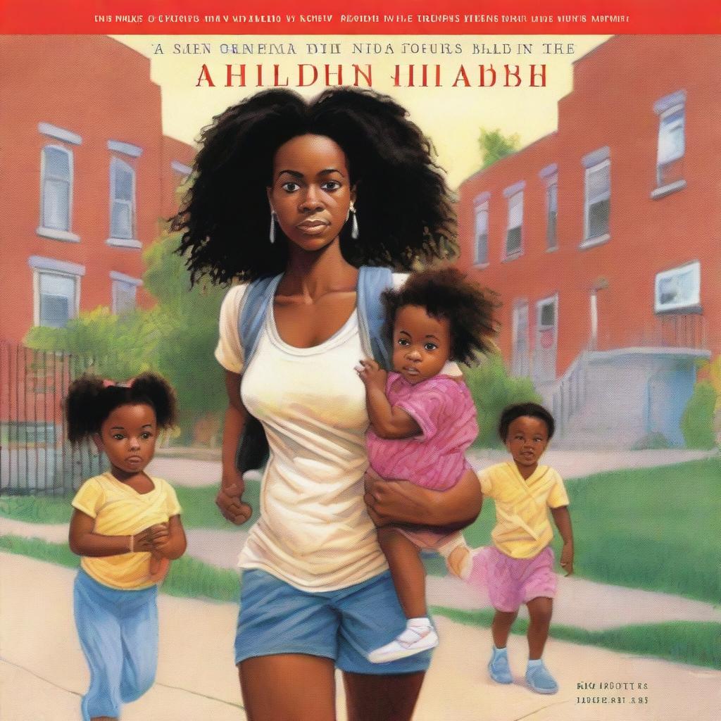 A book cover for an autobiography featuring an African American thin woman with a baby girl strapped to her chest and a diaper bag with items falling out