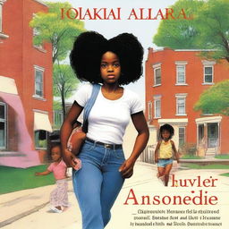 A book cover for an autobiography featuring an African American thin woman with a baby girl strapped to her chest and a diaper bag with items falling out