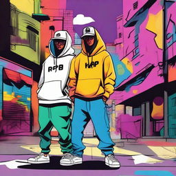 Two people dressed in rap style clothing in a cartoon