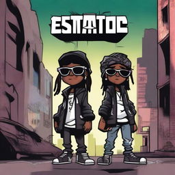 Two black cartoon characters with a gangster style, one with dreadlocks, holding weapons