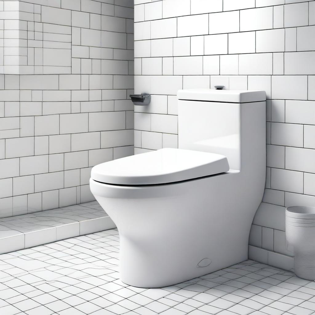 A clean, modern toilet with a sleek design, placed in a well-lit bathroom with white tiles and minimalistic decor