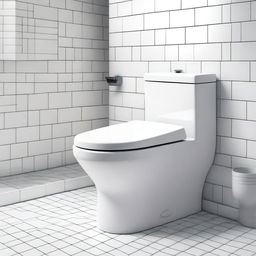 A clean, modern toilet with a sleek design, placed in a well-lit bathroom with white tiles and minimalistic decor