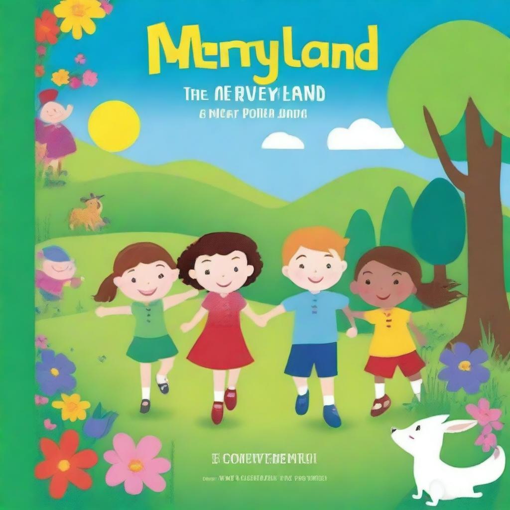 Create a cover page for a storybook titled 'THE ADVENTURES OF MERRYLAND'