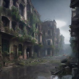 A detailed image of an abandoned city