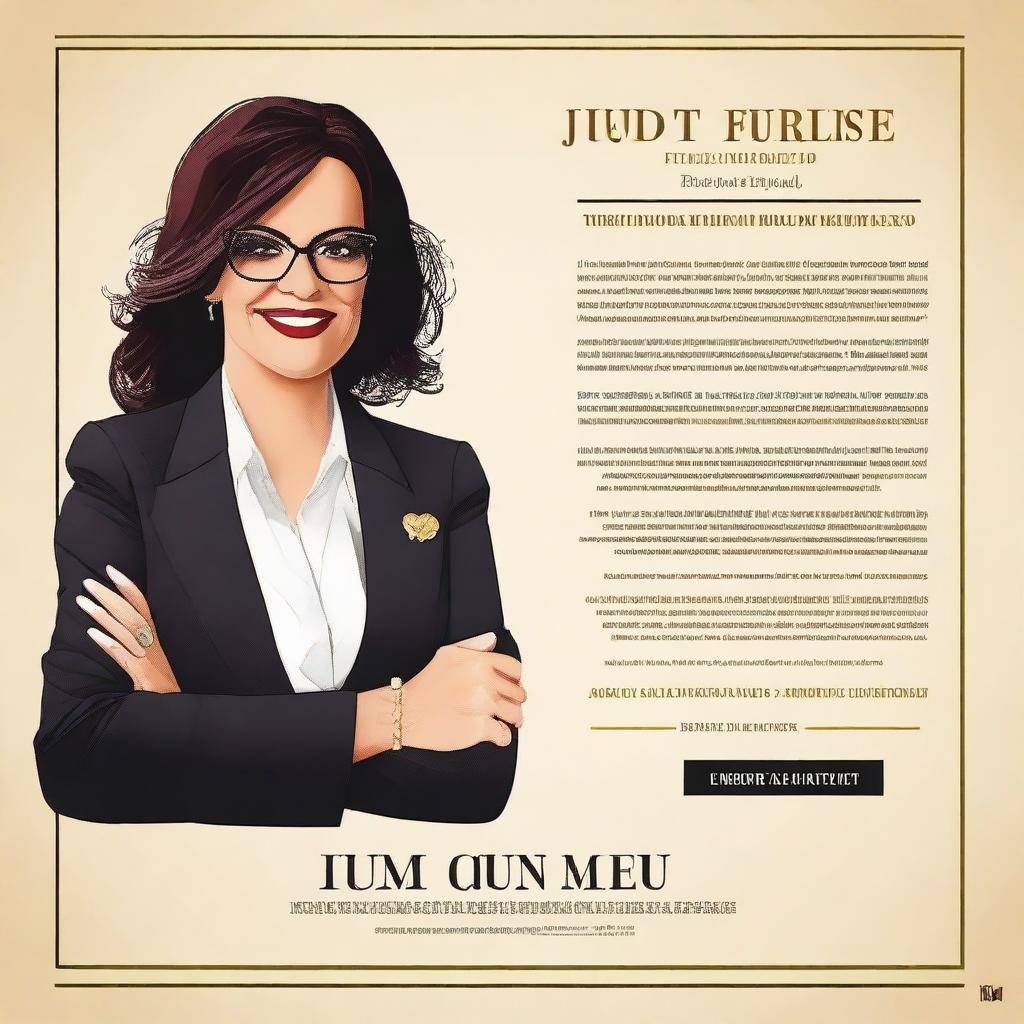 Create a movie poster for a film titled 'Judith Fernandez, GM'