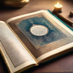 A beautifully illuminated Quran book opened to a page showcasing a miraculous event