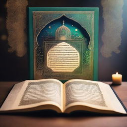 A beautifully illuminated Quran book opened to a page showcasing a miraculous event